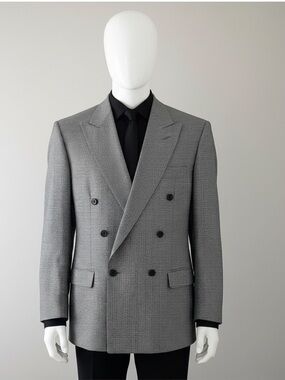 Vintage Boulevard Club Houndstooth Double Breasted Wool Blazer